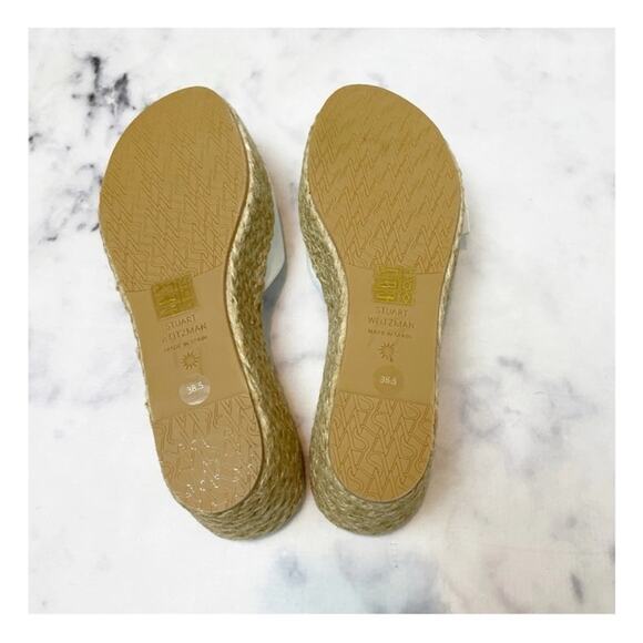Stuart Weitzman Saint Tropez Crystal Buckle Slide Espadrille Wedge Sandals NWOB - Picture 8 of 12
